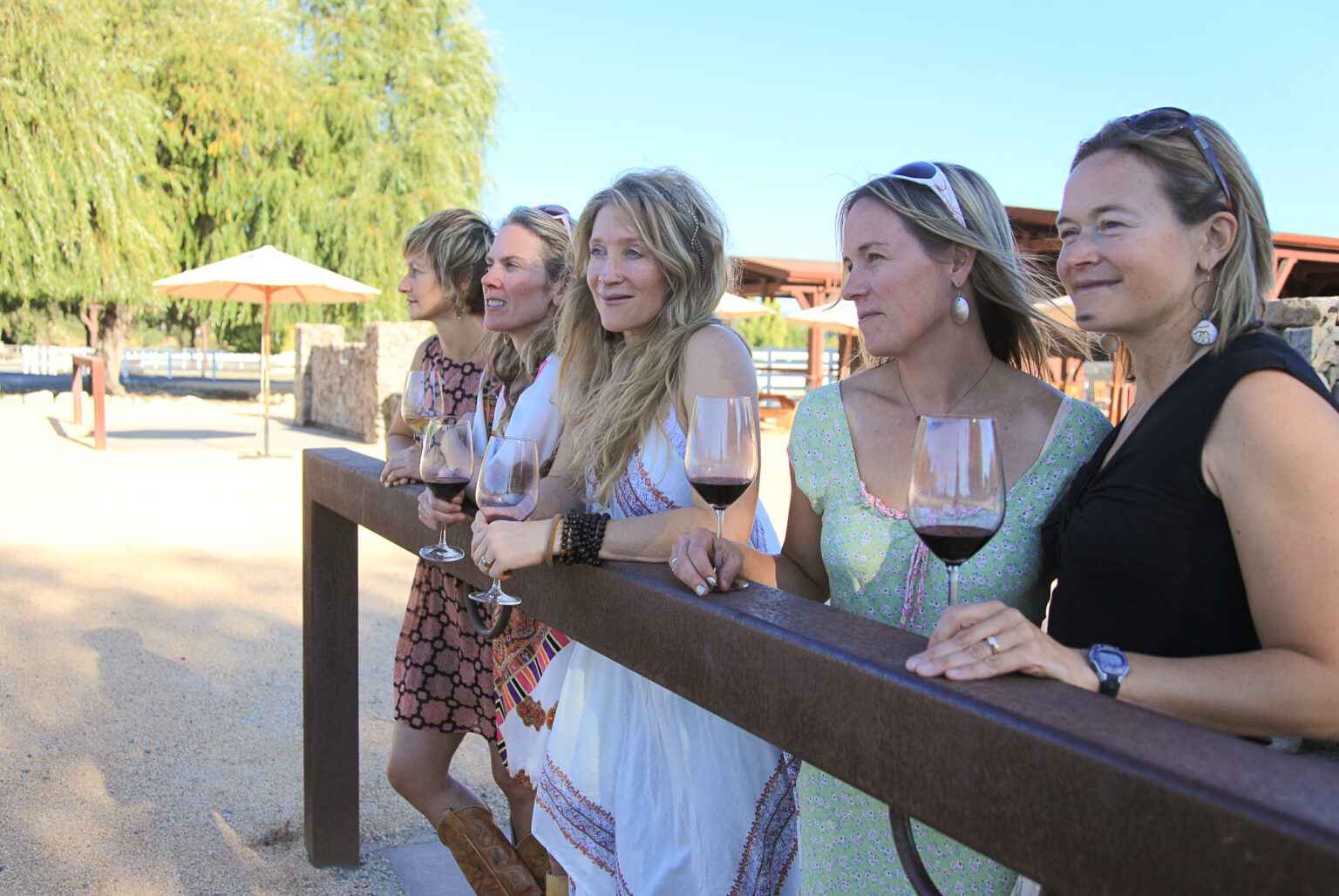 Women drinking wine relaxing