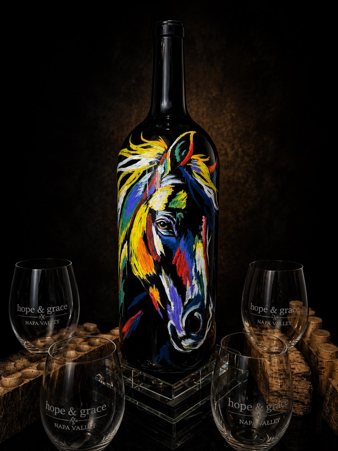 Magnum painted in saturated yellow, blue and red strokes.